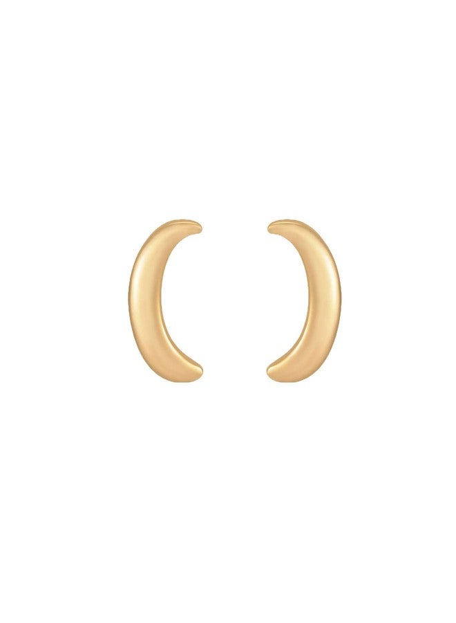 MYEARS Women Crescent Moon Earrings Gold Stud 14K Gold Plated Small Simple Hypoallergenic Everyday Jewelry - Image 3